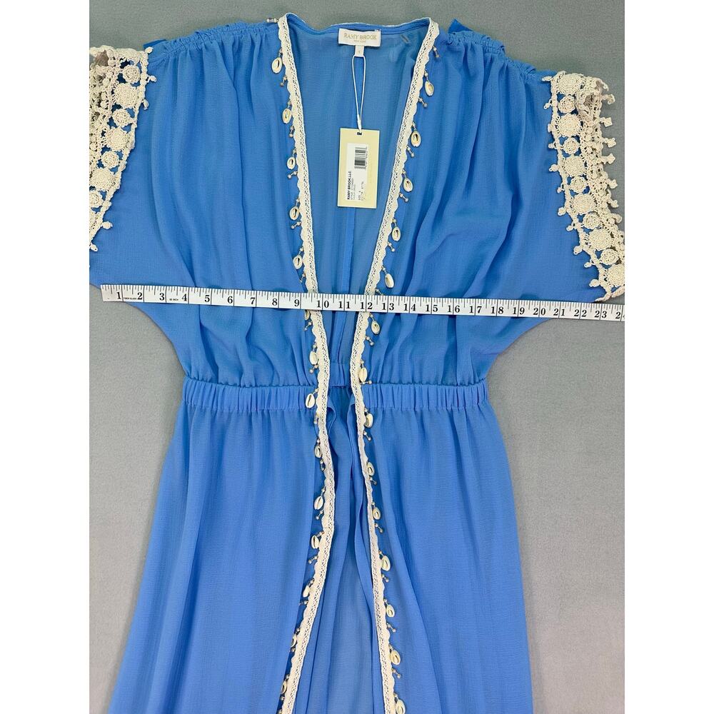 NWT Ramy Brook Nikolai Maxi Cover Up Serene Blue Shell Lace Trim Sheer Size S - Picture 12 of 14